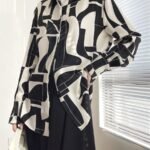 Retro printed shirt for women in spring and summer with a niche design and French style long sleeved shirt for outerwear