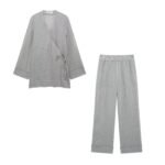 Silk textured printed shirt and casual pants