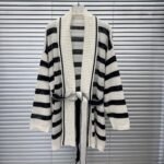 Sweater Knitted Cardigan Coat Tie up Cardigan Striped Top