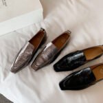 Deep mouth single shoe, British retro flat bottomed small leather shoes, loafers, casual shoes, trendy