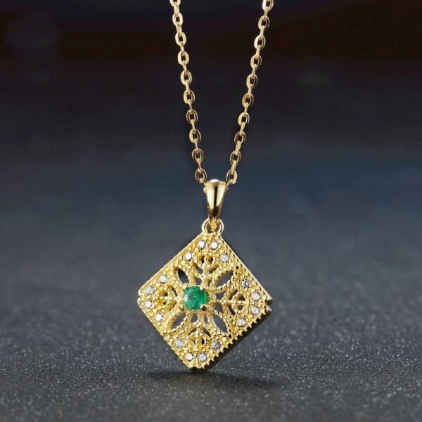 Natural Emerald 14K Gold Women's Pendant - Image 5